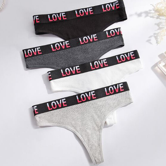 4 Packs Lot Sexy Womens Ribbed Cotton Panties G string Thong Underwear Lingeries