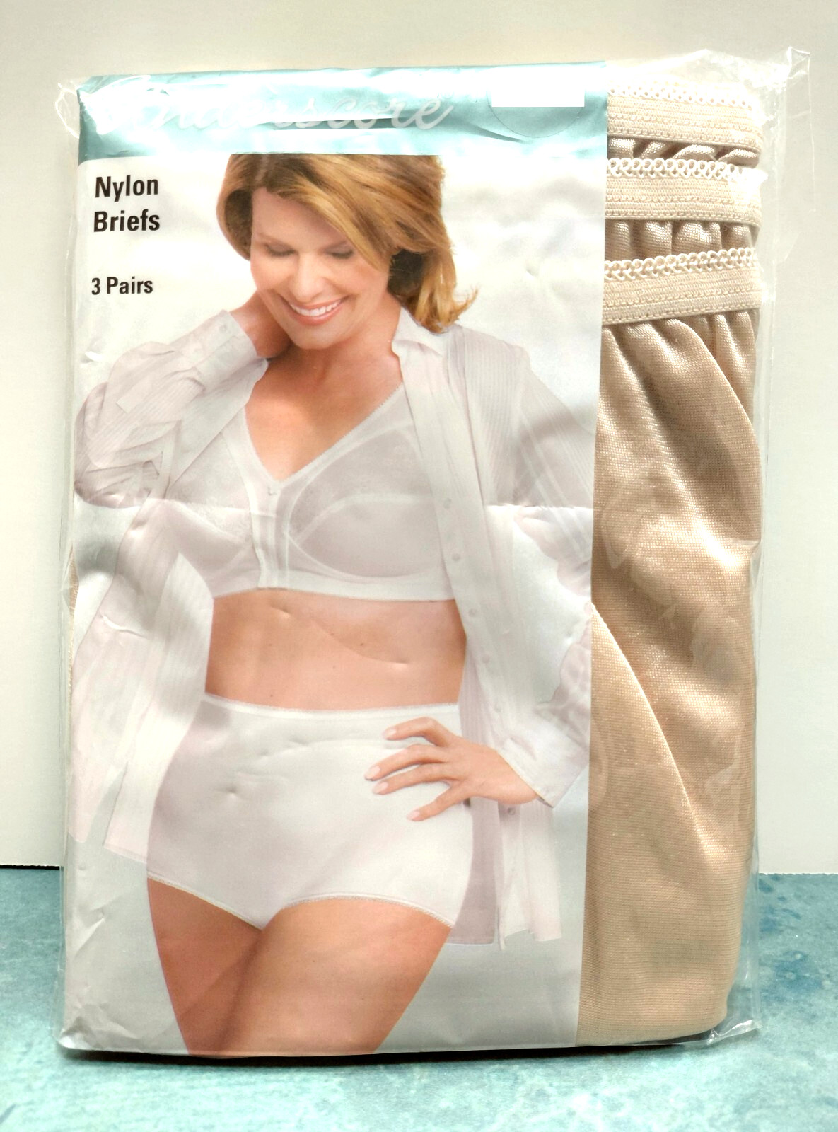 SIZE M/6 Underscore 3 Pack Womens Nylon Briefs Panties Nude Color JCPenney NEW
