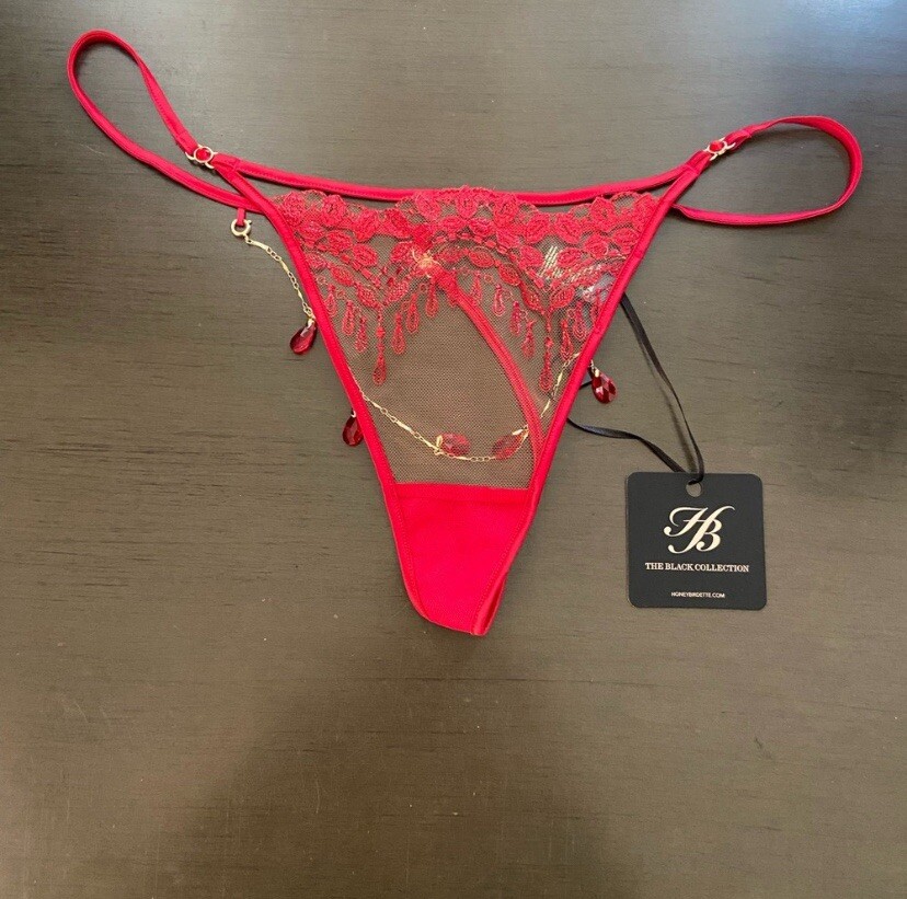 Honey Birdette Ruby Raspberry Thong Panty Size XL