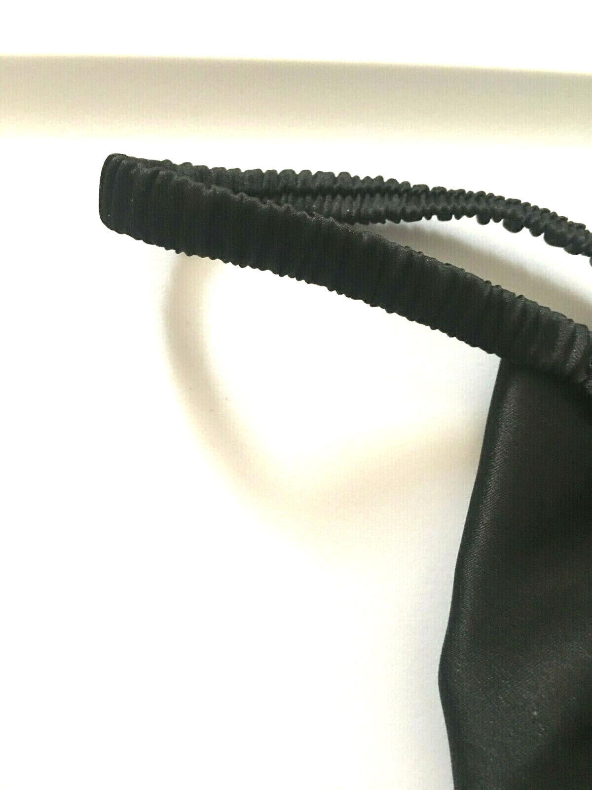 Victoria’s Secret Bow Back Thong Panty Black Satin Silky Size S-M Dream Angels