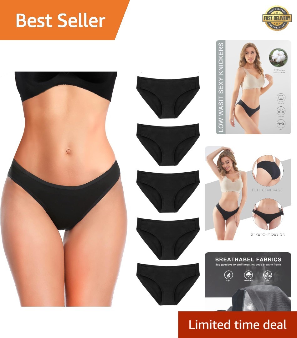 5 Pack Cotton Underwear for Women Hipster Panties Low Briefs Bikini Underwears