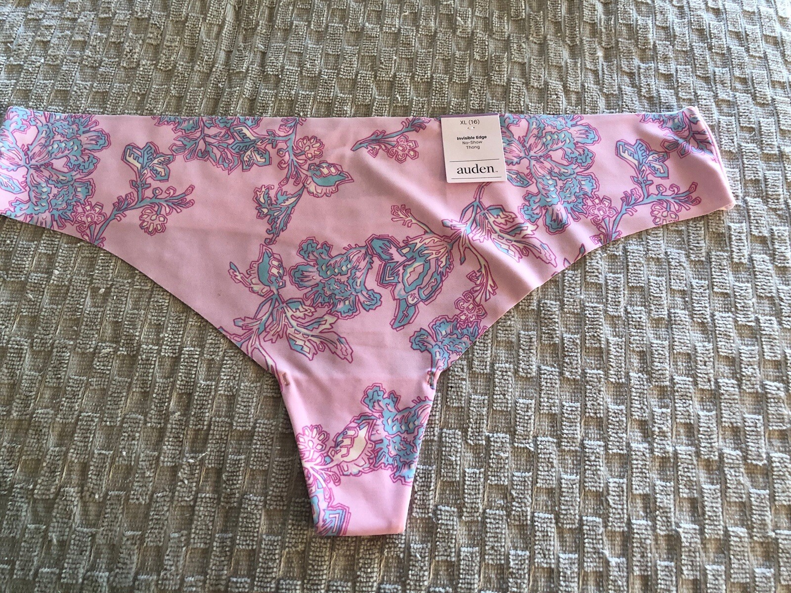 AUDEN WOMENS THONG FLORAL LIGHT PINK XL(16) NEW