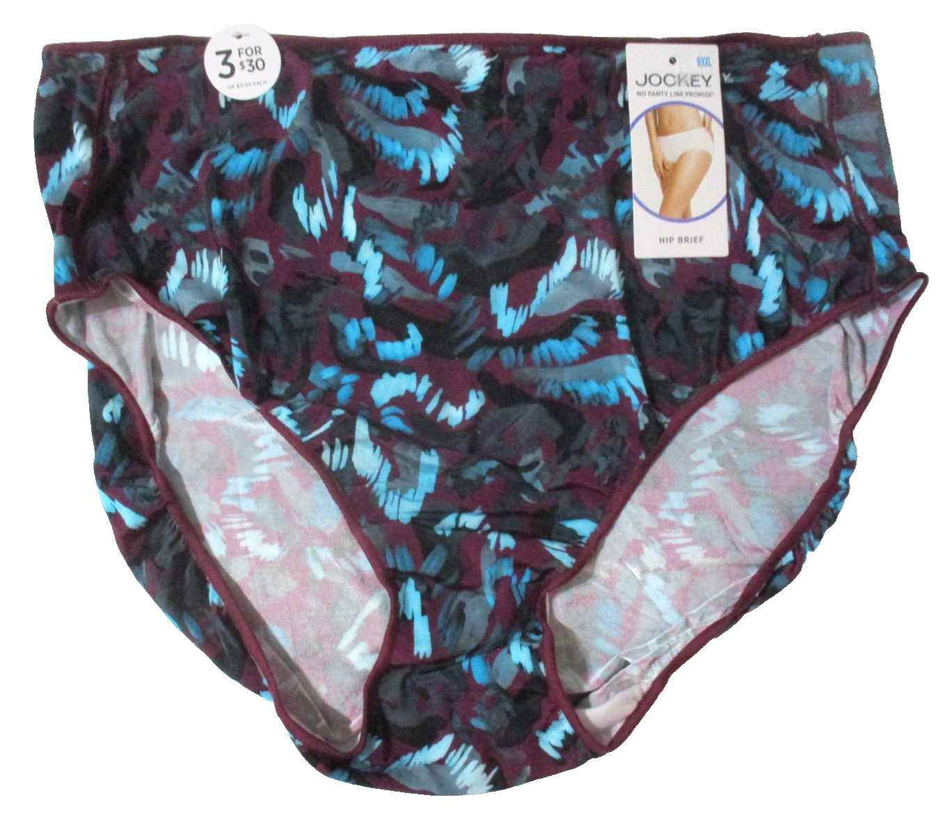 JOCKEY SZ 9 XXL HIP BRIEF 1372 TACTEL NO PANTY LINE PROMISE TEAL PURPLE PANTIES