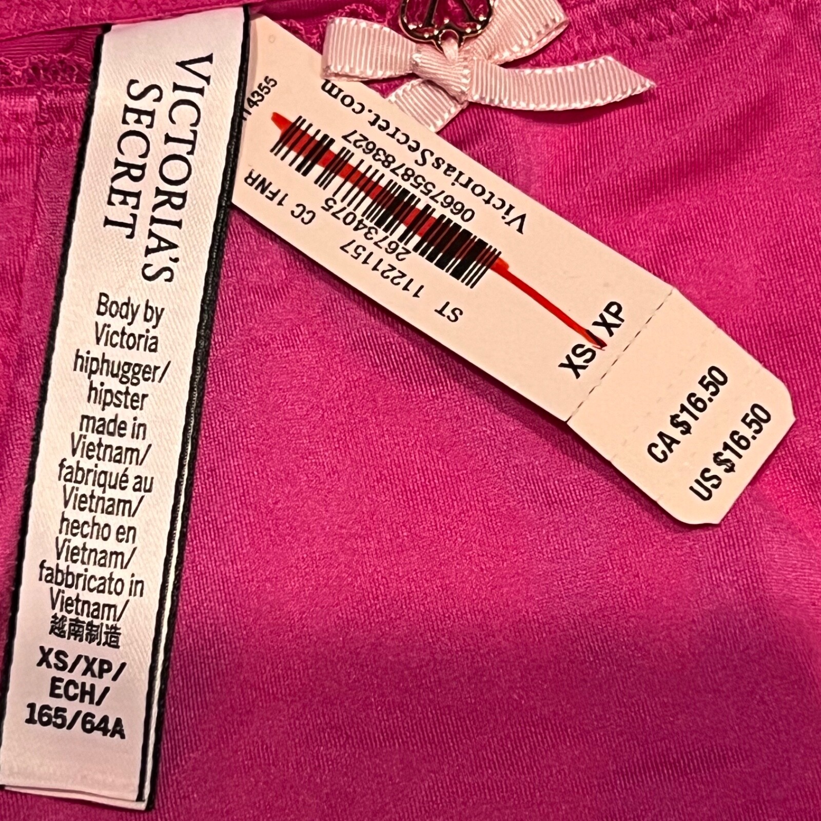 NWT VICTORIA’S SECRET Body By Hiphugger Hipster Pantie Sz XS-M Pink Silky Lace