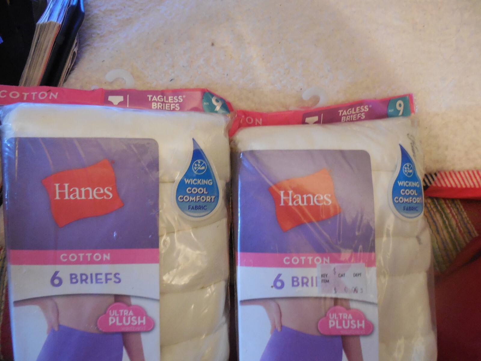 HANES Women’s Tagless Briefs Soft Cotton 6Pk x 2 Sz 9 xxl