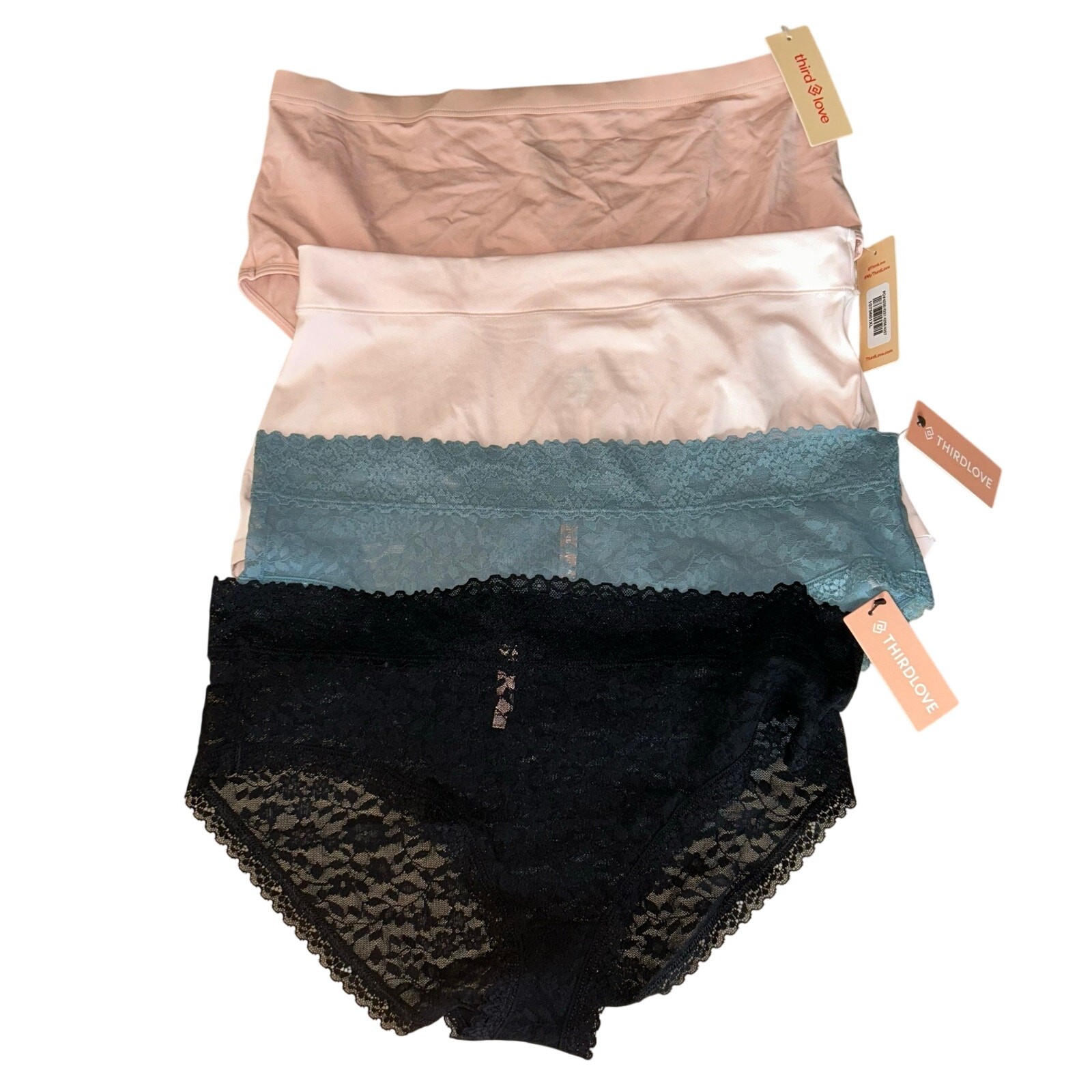 NWT 4 pairs third love XL panties underwear briefs lace & organic cotton