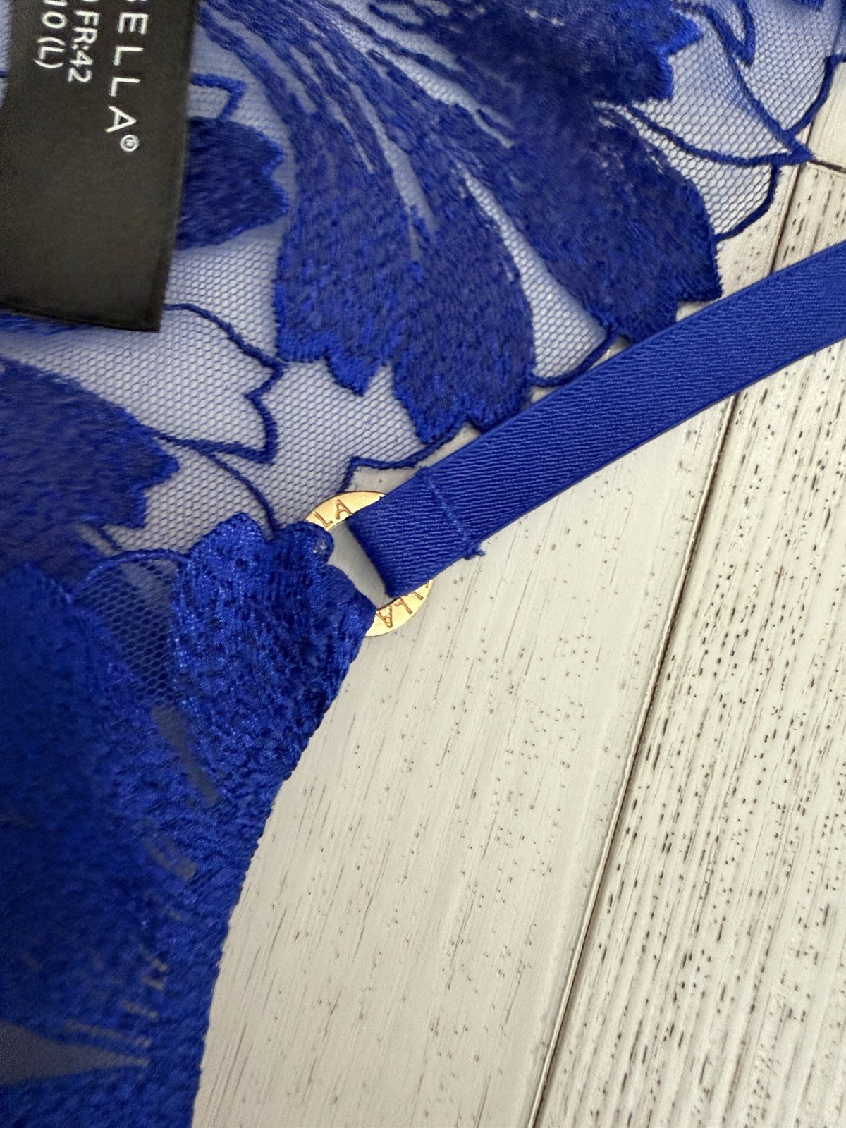 Bluebella Cheeky Panties Sz L Royal Blue Floral Embroidered