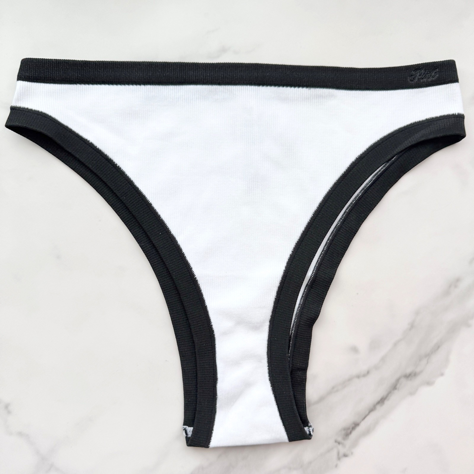 PINK Victoria’s Secret Seamless Smooth Brazilian Panty White w/ Black SZ S/M