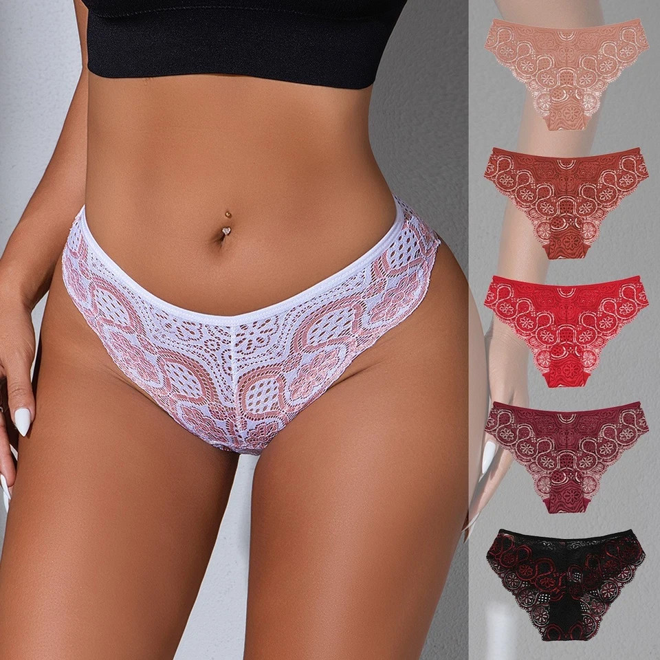 2 Pack Lot Sexy Womens Lace Satin Panties Bikinis Underwear Ladies Lingerie S-XL