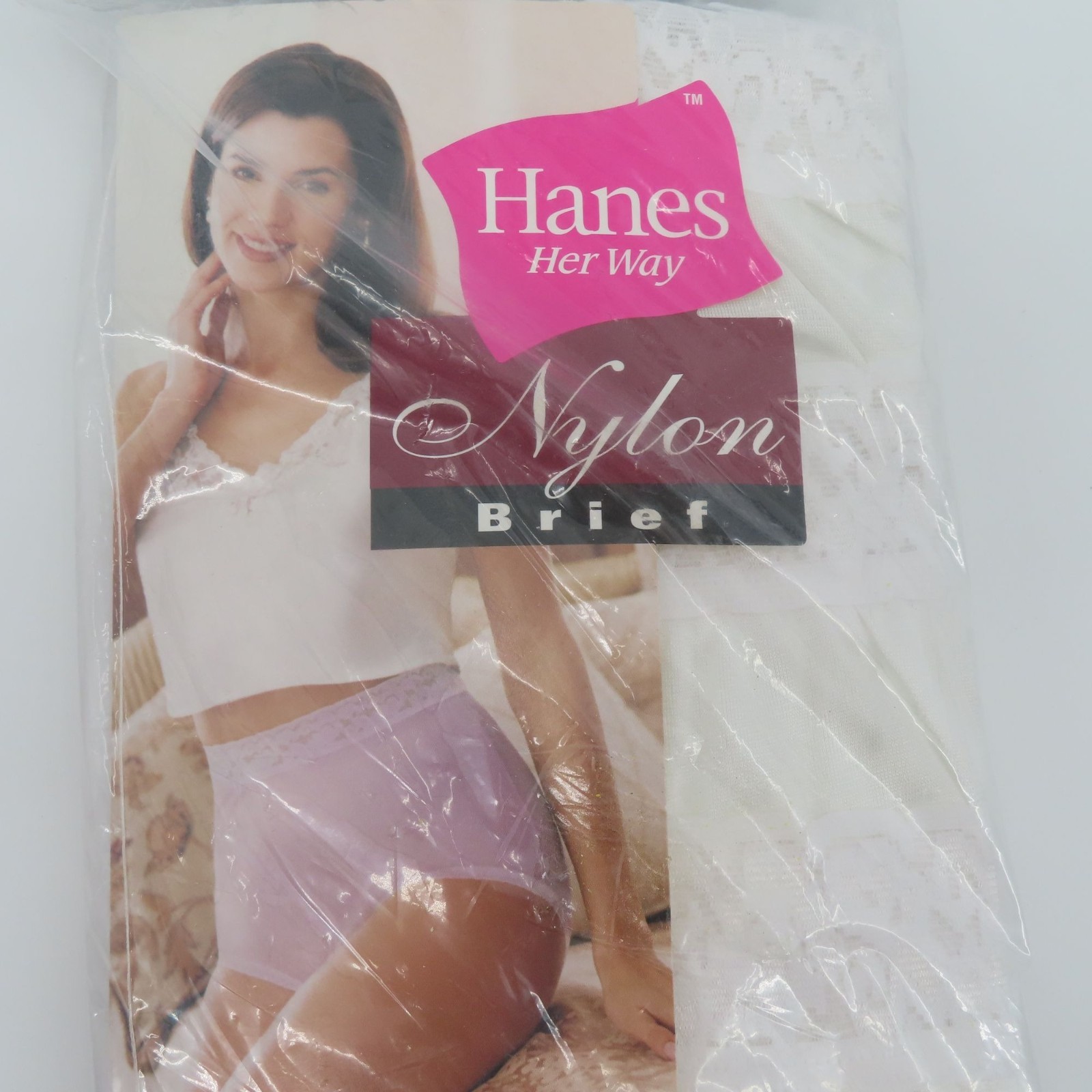 VTG Hanes 3 Pairs Womens Size 9 Nylon Brief Lace Trim Panty Solid White 1999 NEW