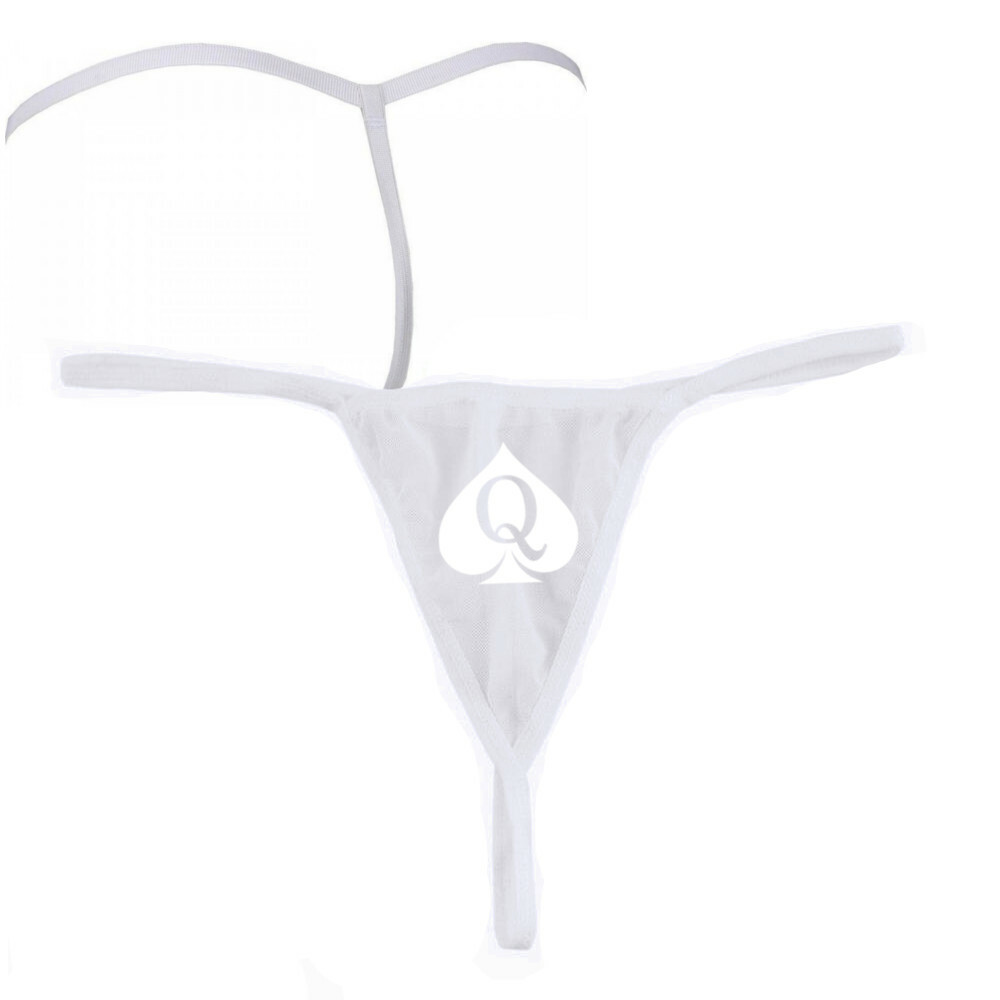 White Queen of Spades Sexy G-String for Hotwife Swinger BBC Cuckold Lifestyle