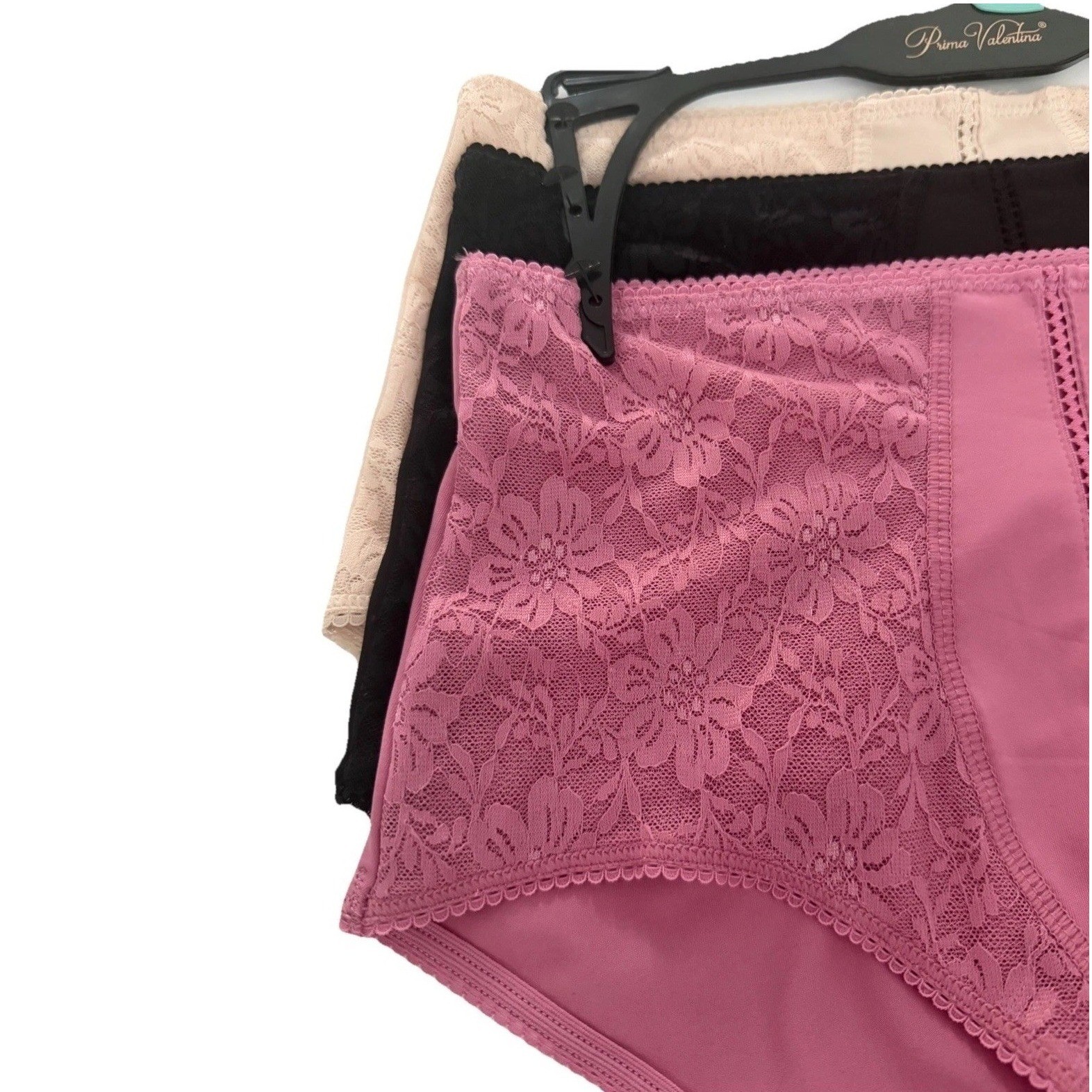 Prima Valentina 3 Pcs Lace Briefs Hicut STYLE 68022 Multicolor Seamless SZ L