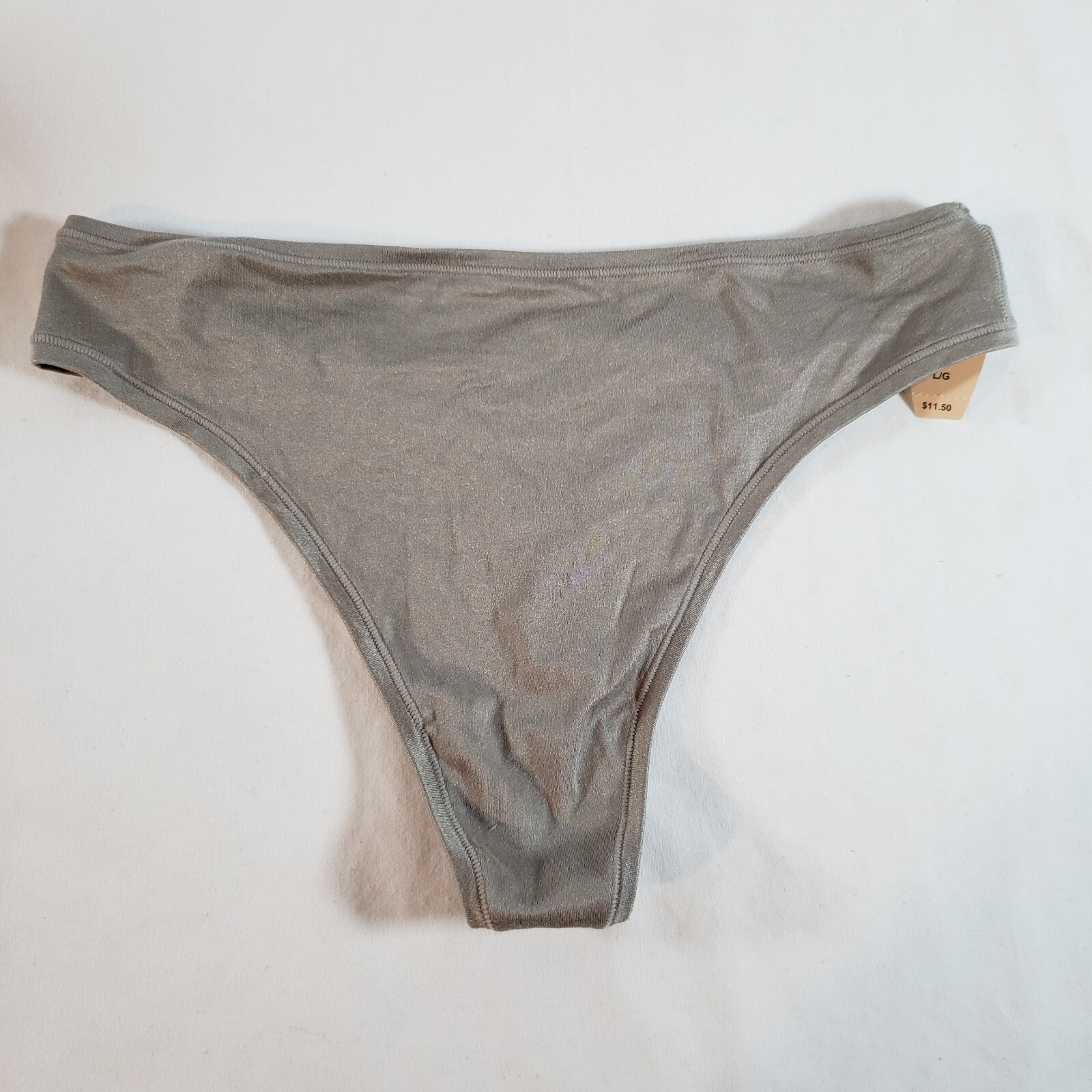 Victoria’s Secret Everyday Perfect Fabulous Thong Large Silver Gray Smooth Satin