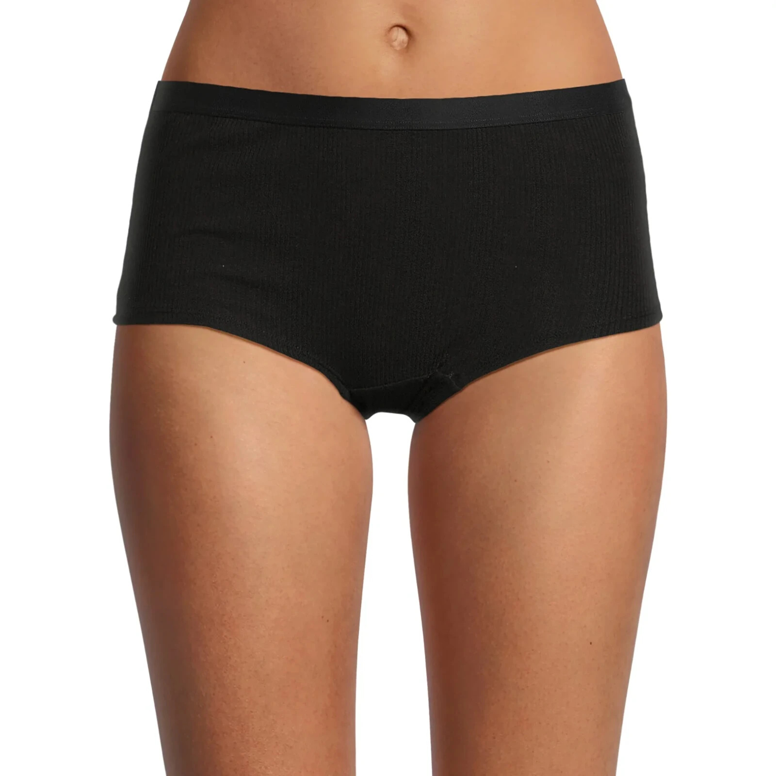 No Boundaries Women’s Cotton Shine Boyshort Panties Size X-SMALL Solid Black
