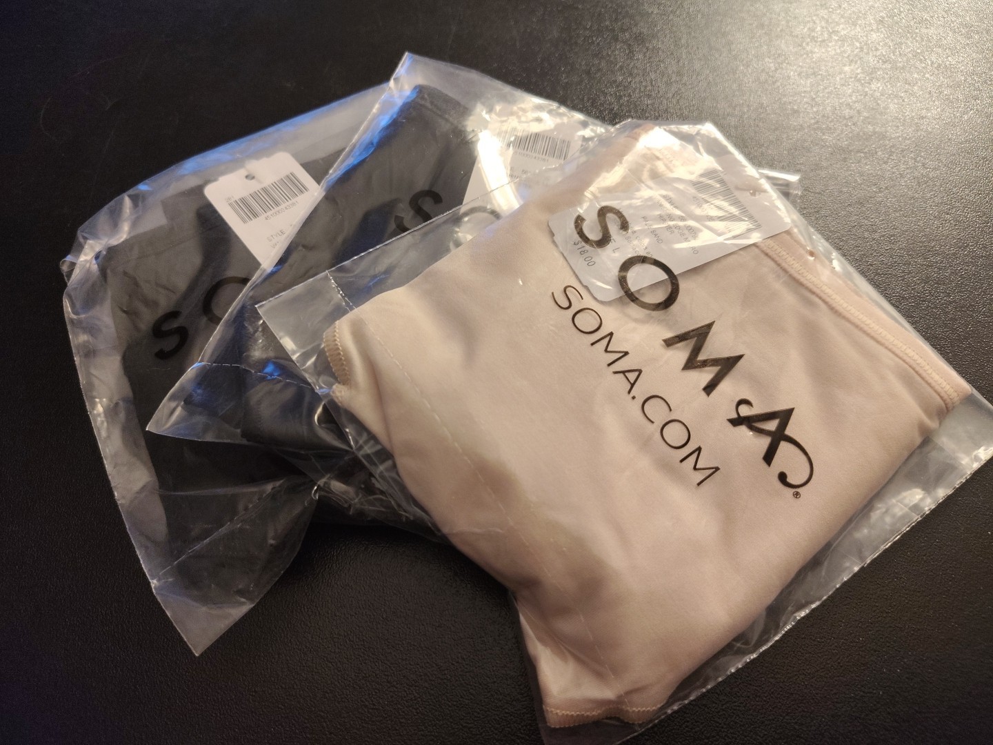 BNWT LOT OF 3 SOMA VANISHING EDGE MICRO CHEEKY HIPSTER 2 Black, 1 Sand LARGE