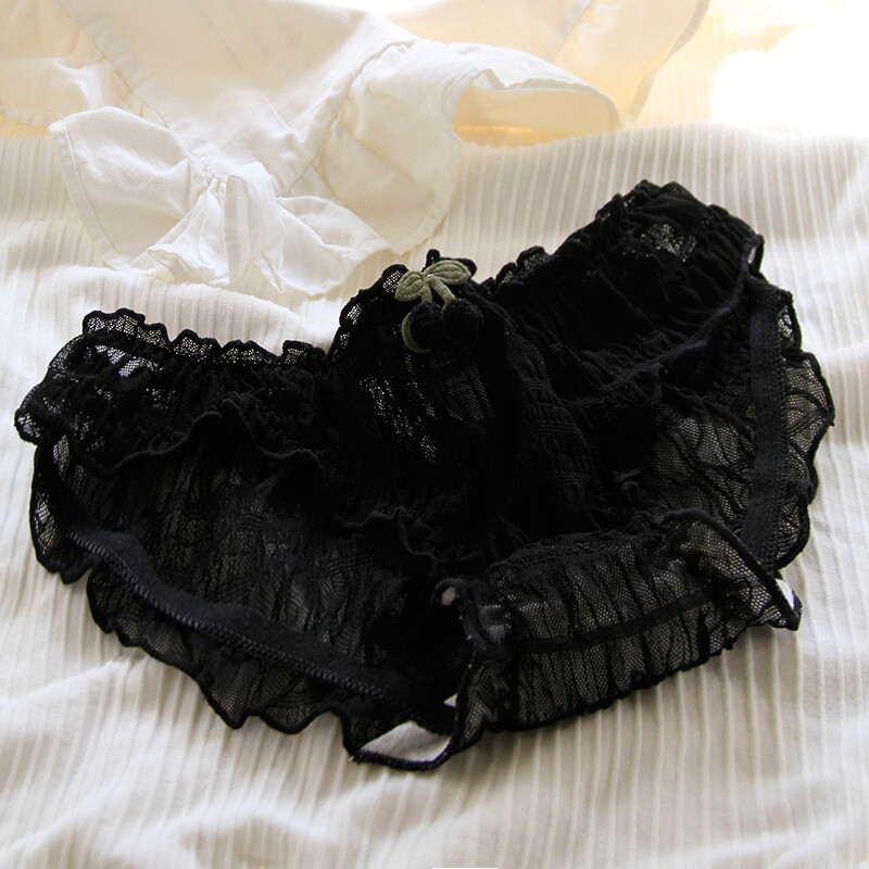 Black Women Underwear Wholesale Japanese Lace Sexy Girl Bow Waist Mesh Briefs