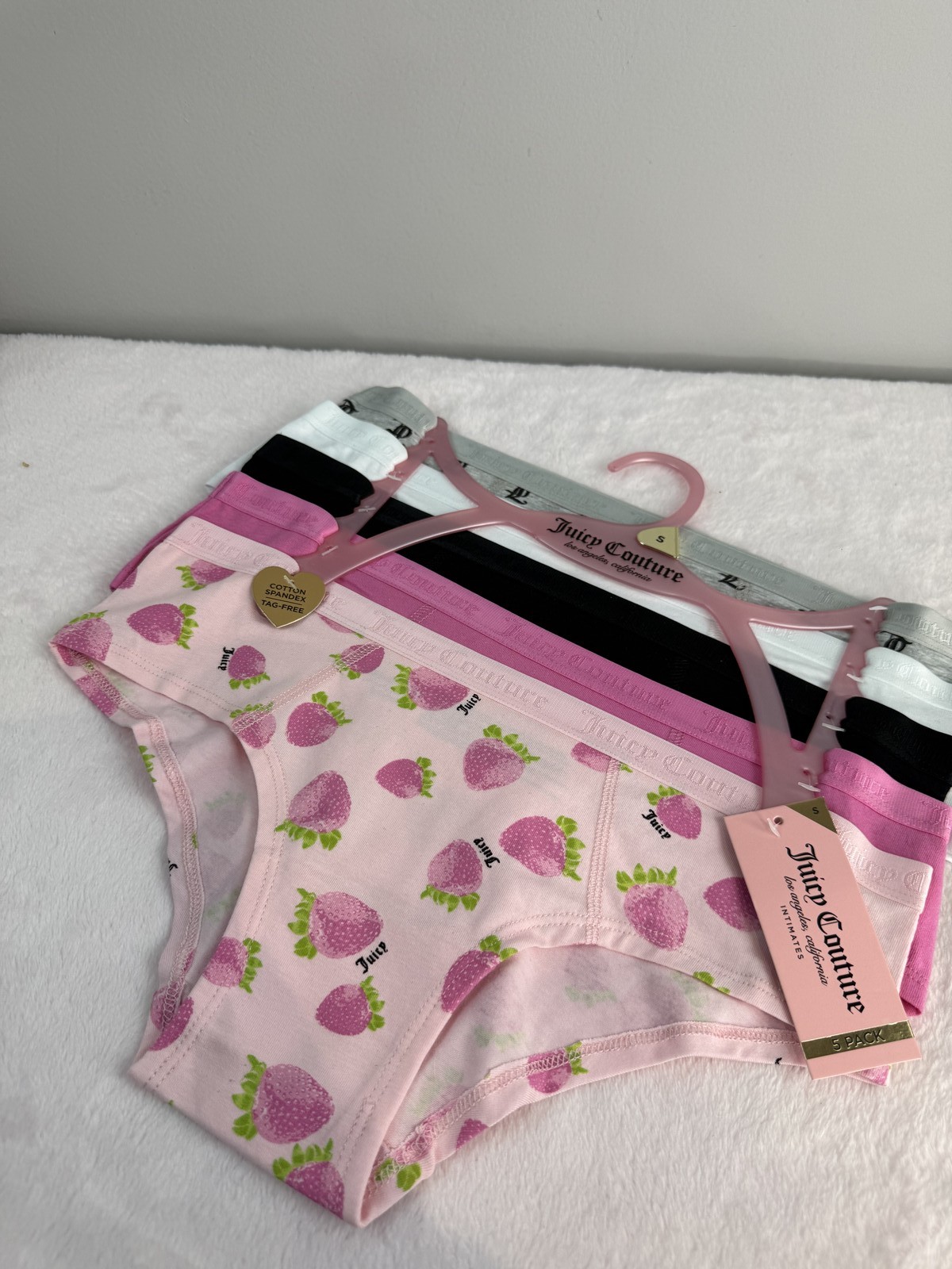 Juicy Couture Intimates 5 Pack Bikini Panties Cotton Spandex Size S Pink