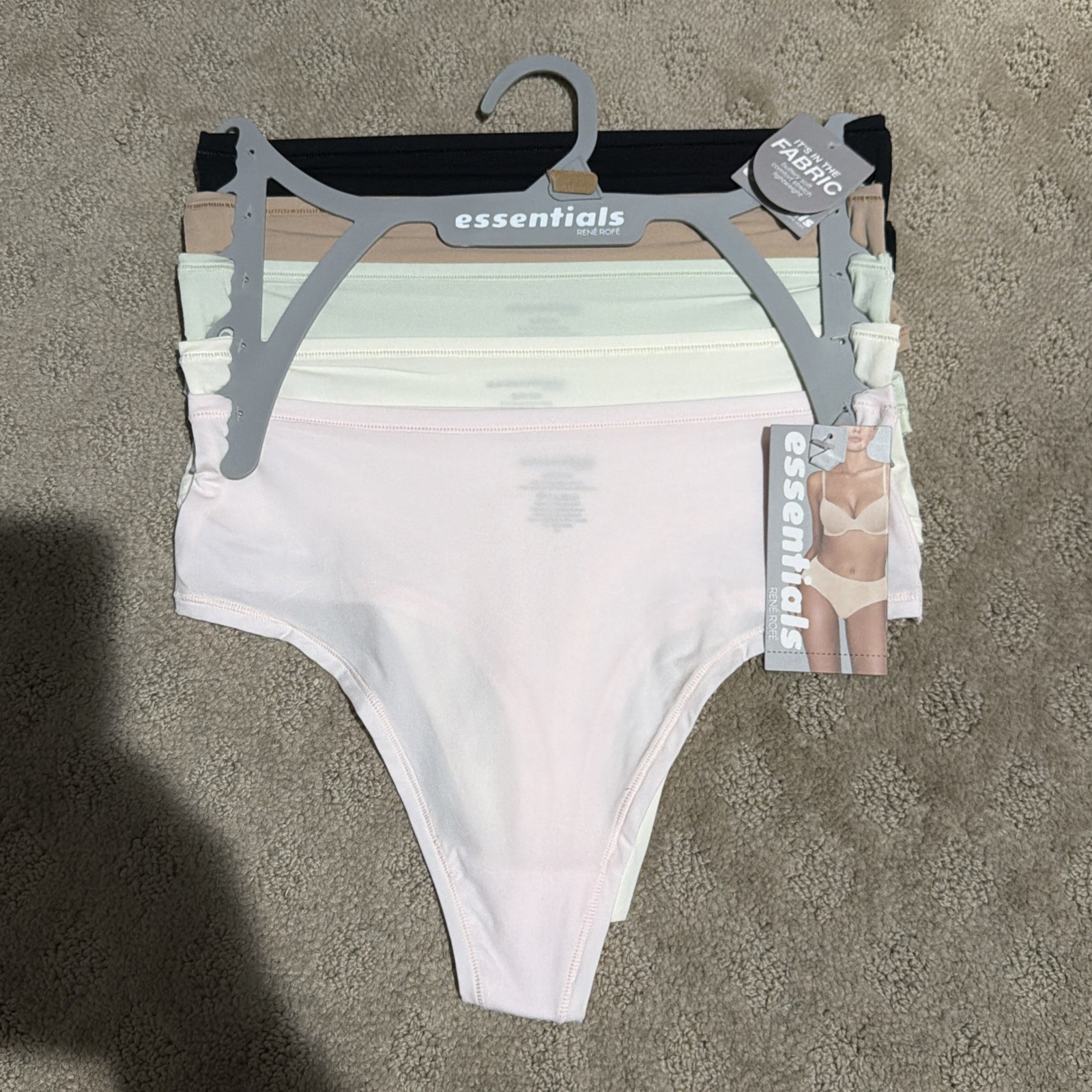 Essentials By Rene Rofe 5pk Flexible Fit Hi-Waist Thongs. Sz. S. NWT!!