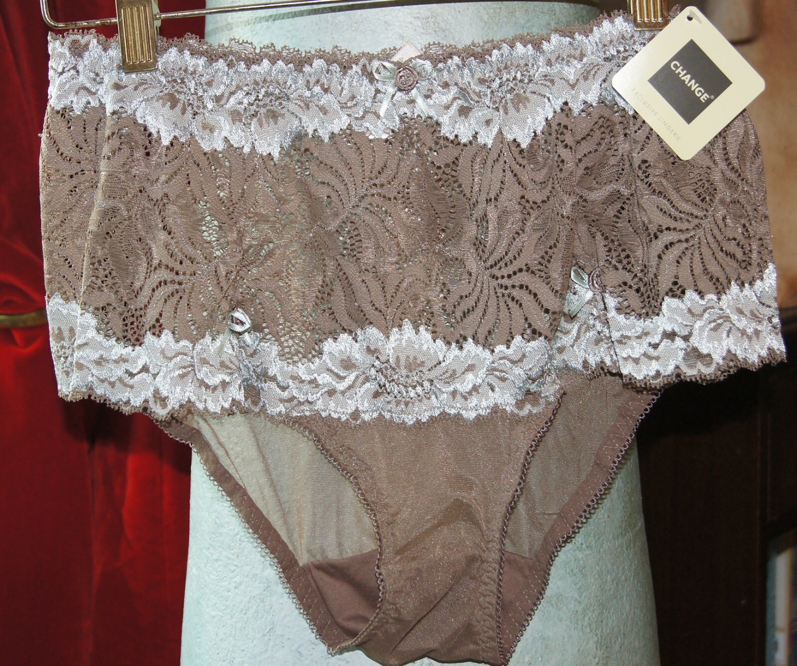Change of Scandinavia Cappuccino/Turquoise Floral Levers Lace Deep Shorts