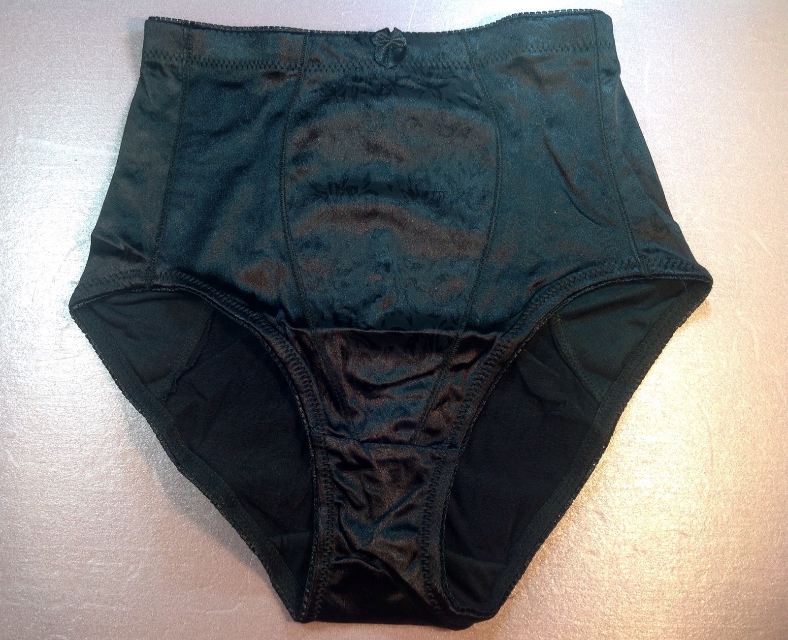 Women Panties,Briefs”Eva Cervantes”Size M. Black Soft shiny Satin W/decoration