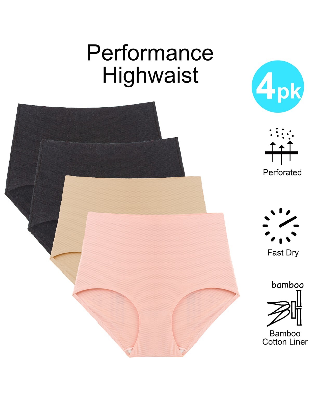 Barbra’s Seamless Laser Cut Breathable Sports Womens Panty Plus Underwear S-4XL