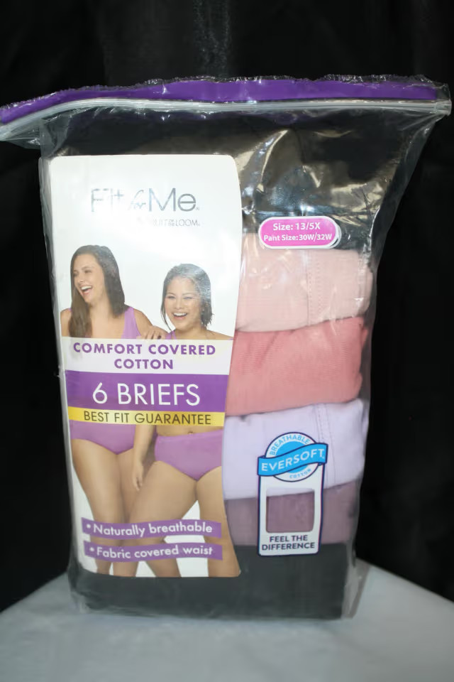 Fruit of the Loom Fit For Me Womens Briefs 6 Pack Size 13/5X Cotton NEW