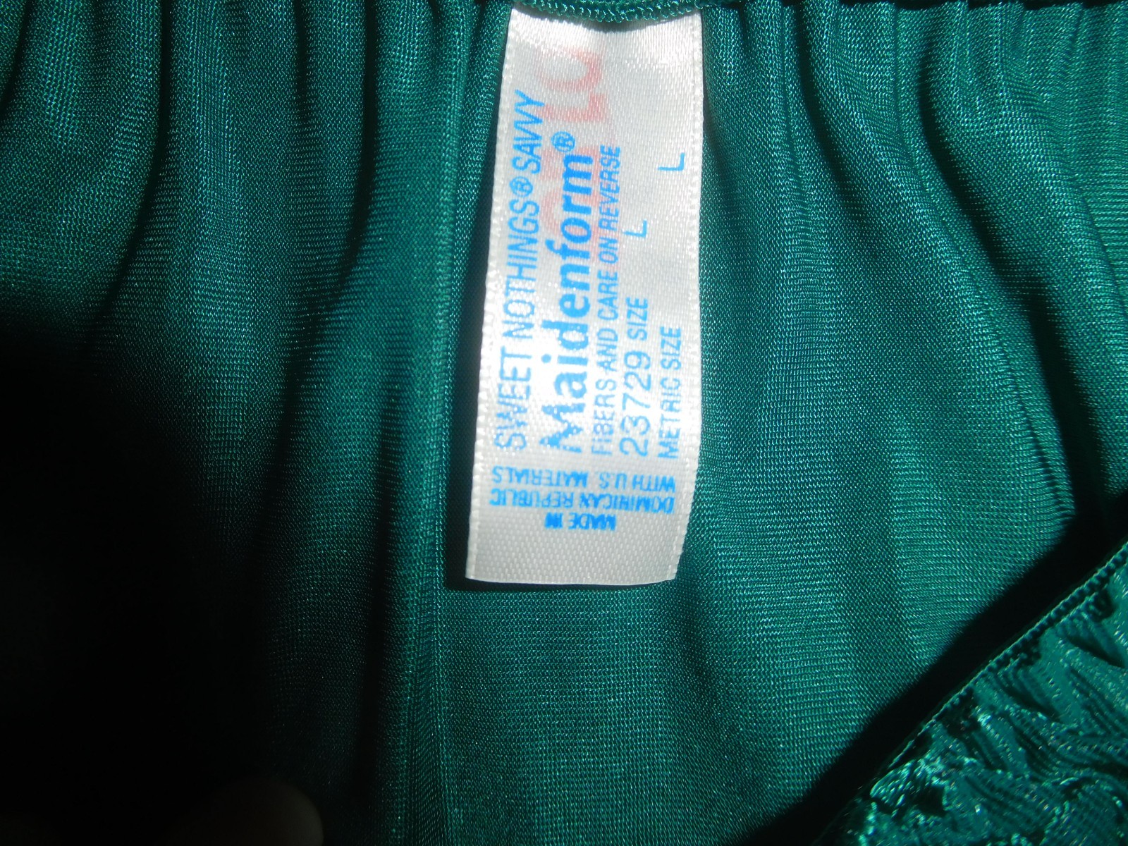 Sweet Nothings Maidenform Emerald Green High Leg Brief Panty Second Skin Satin L