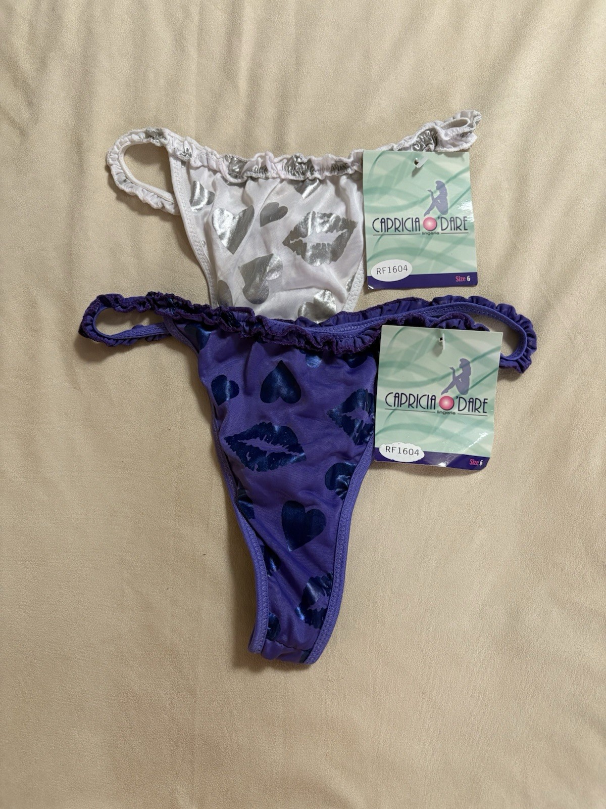 Capricia O’Dare Lingerie Thong Lot of 2 Size 6 Various Colors NEW