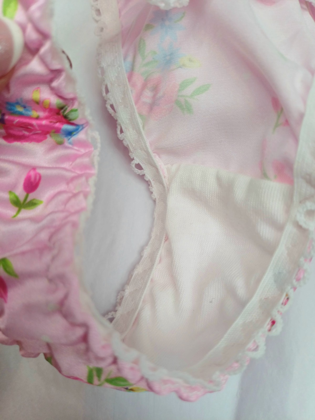 Sweet Vintage Floral Style Ditsy Silky Satin Thong Panties Knickers Sissy S 8