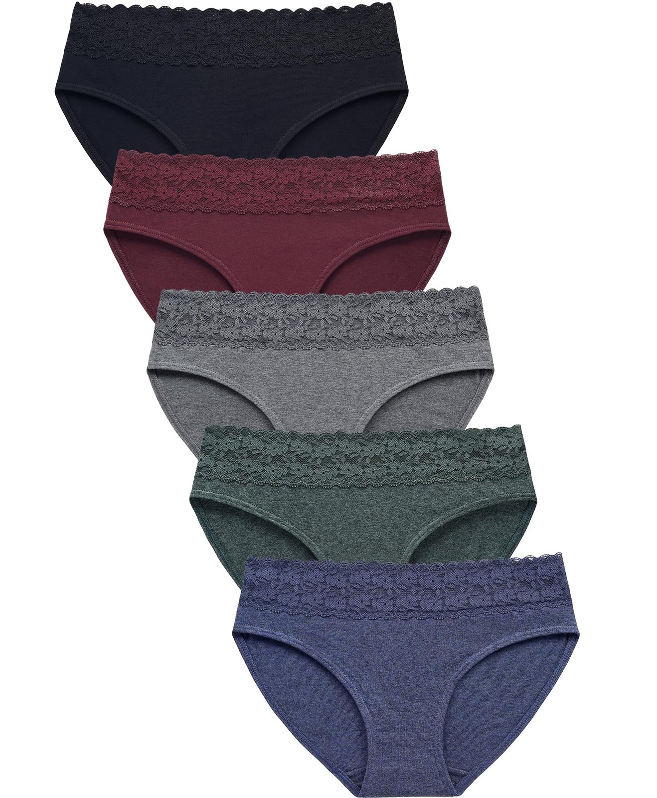 Cotton Panties for Women Bikini Underwear Hipster Underpants Lace Briefs Pack…