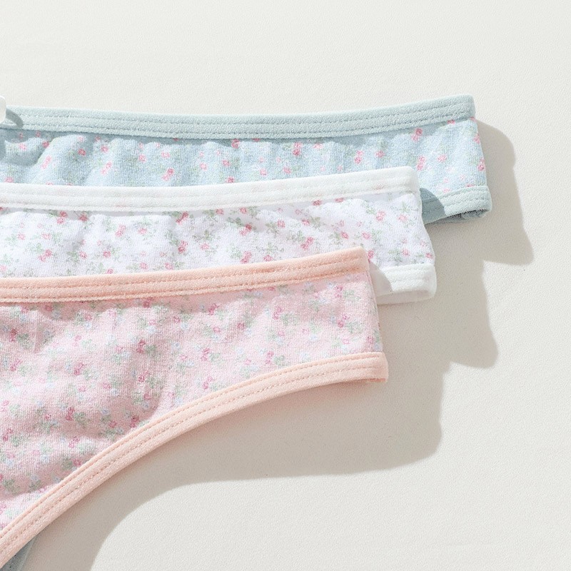 3 Pack Lot Sexy Womens Thongs Panties Briefs Ladies Floral Underwear Lingeries