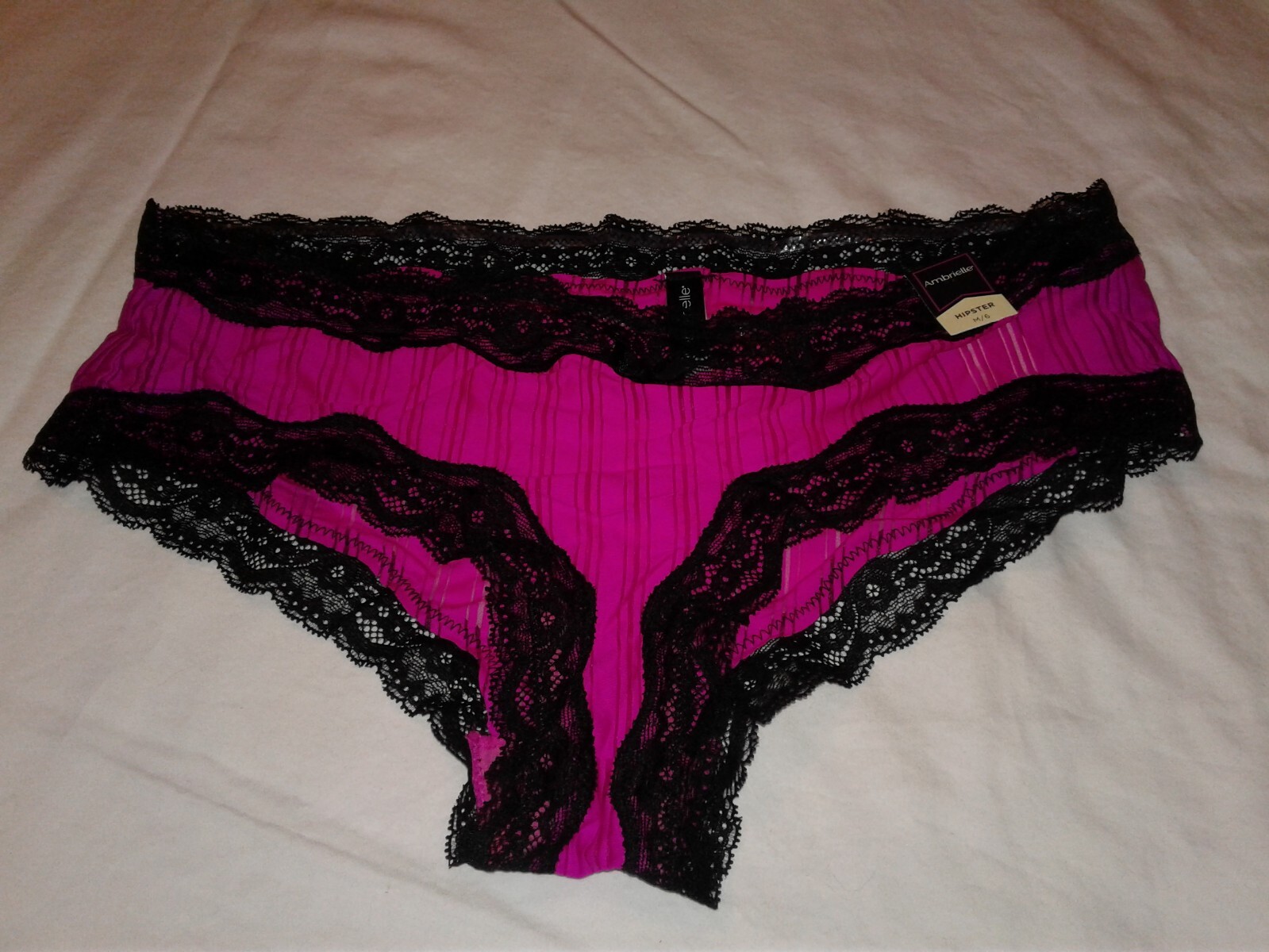 NEW Set of 3 Hipster Boy Short Panties w Lace • Leopard, Hot Pink, Beige • 6 MED