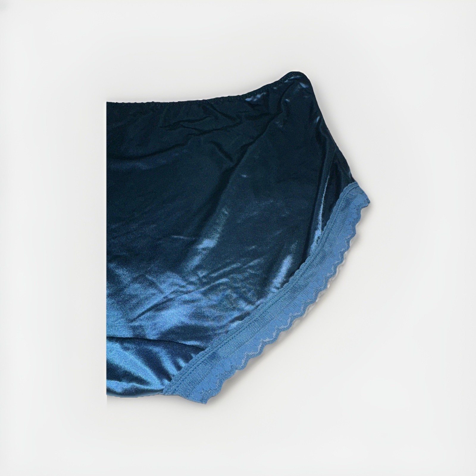 Large Nylon Blended Panties Dark Blue Shinny Shiny Satin Feel Cotton Gusset New