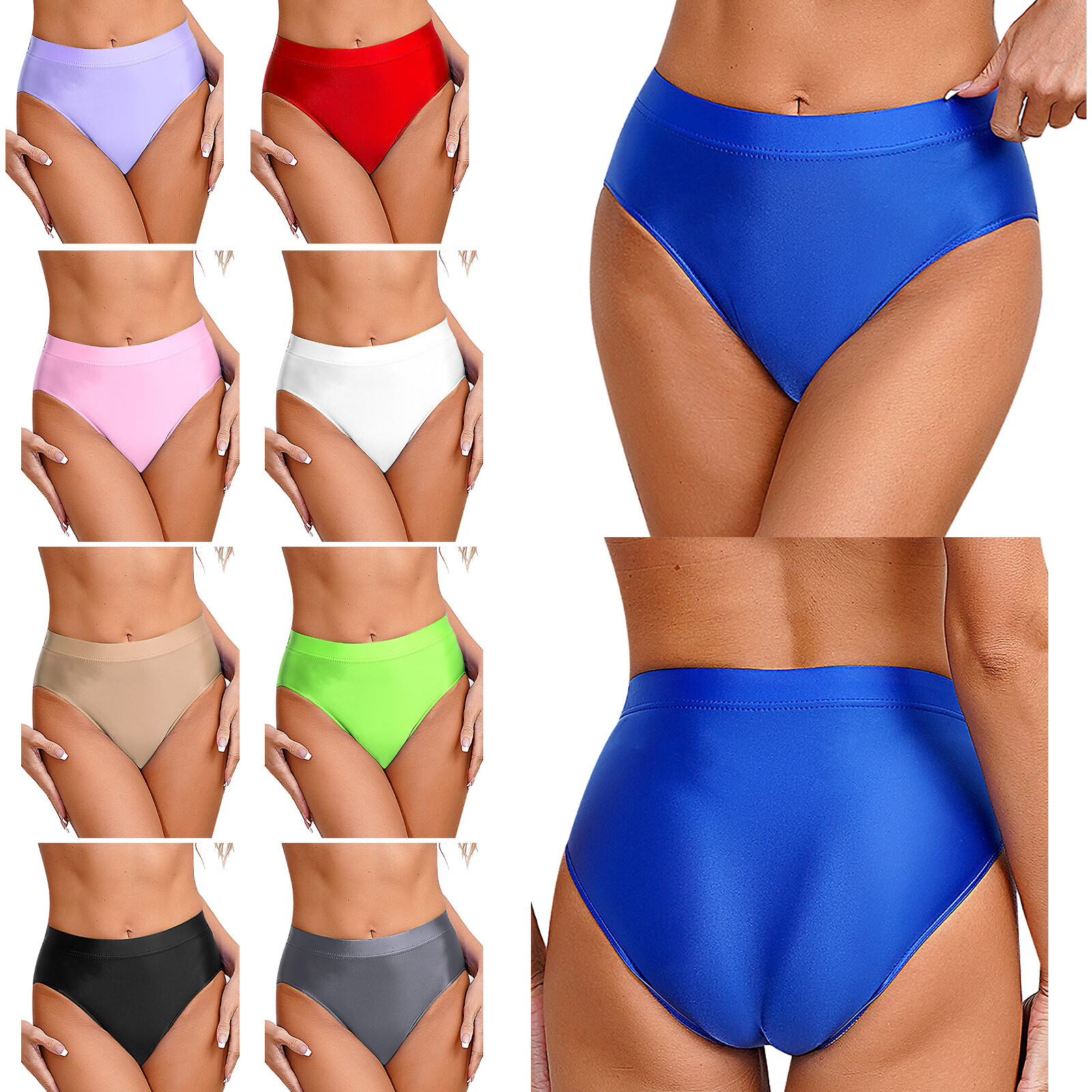 US Women Trunks Stretch Briefs Cheeky Thongs Solid Panties Silk Satin Underwear