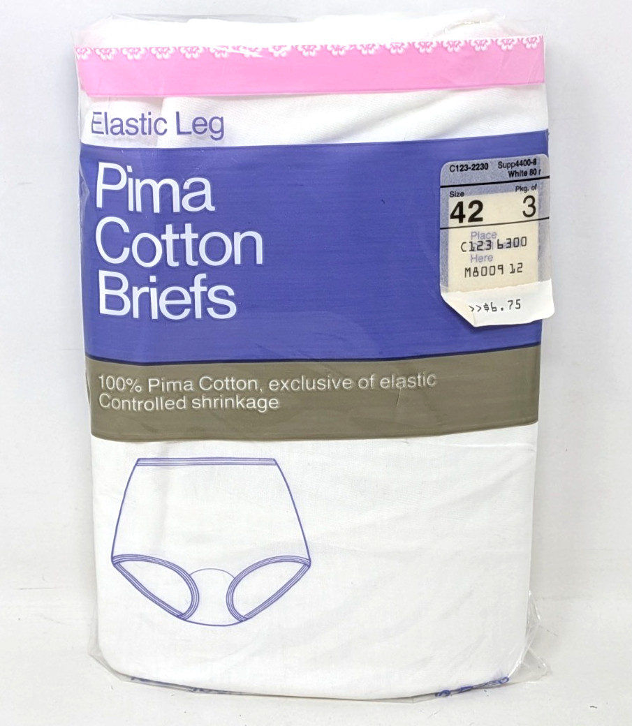 Vintage JCPenney Size 42 Elastic Leg Pima Cotton Briefs Panties Underwear 2 Pair