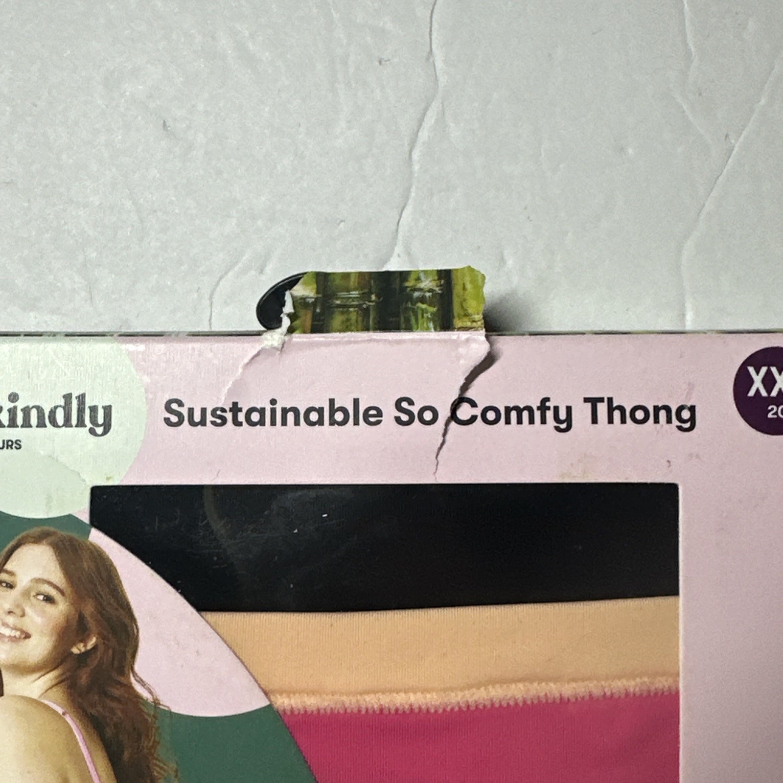 Kindly Yours So Comfy Thong Underwear 4-Pack XXL (20)Pink,Magenta,Stripe,Black