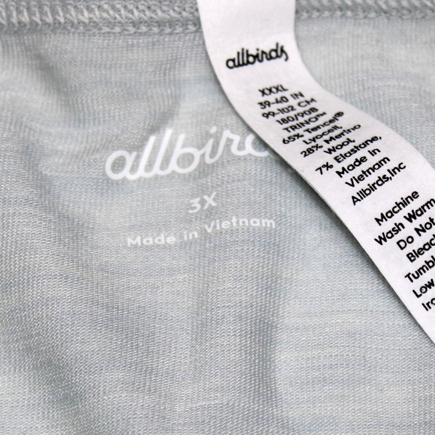 Allbirds Trino Women’s Brief Underwear Peppercorn Merino Wool Blend XXXL 39-40″