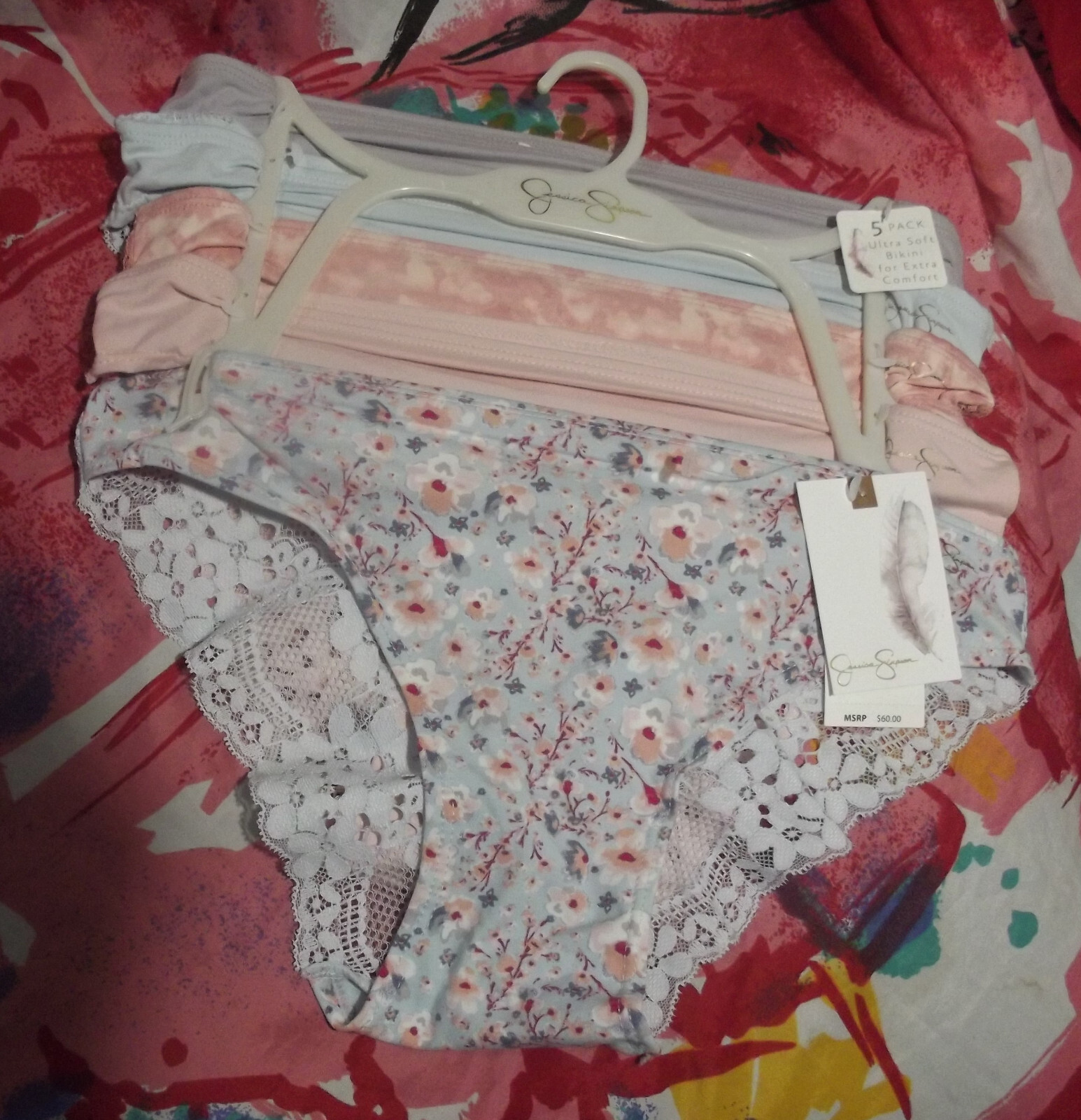 5 NEW JESSICA SIMPSON JS09886A ULTRA SOFT MF LACE BACK BIKINI PANTIES S