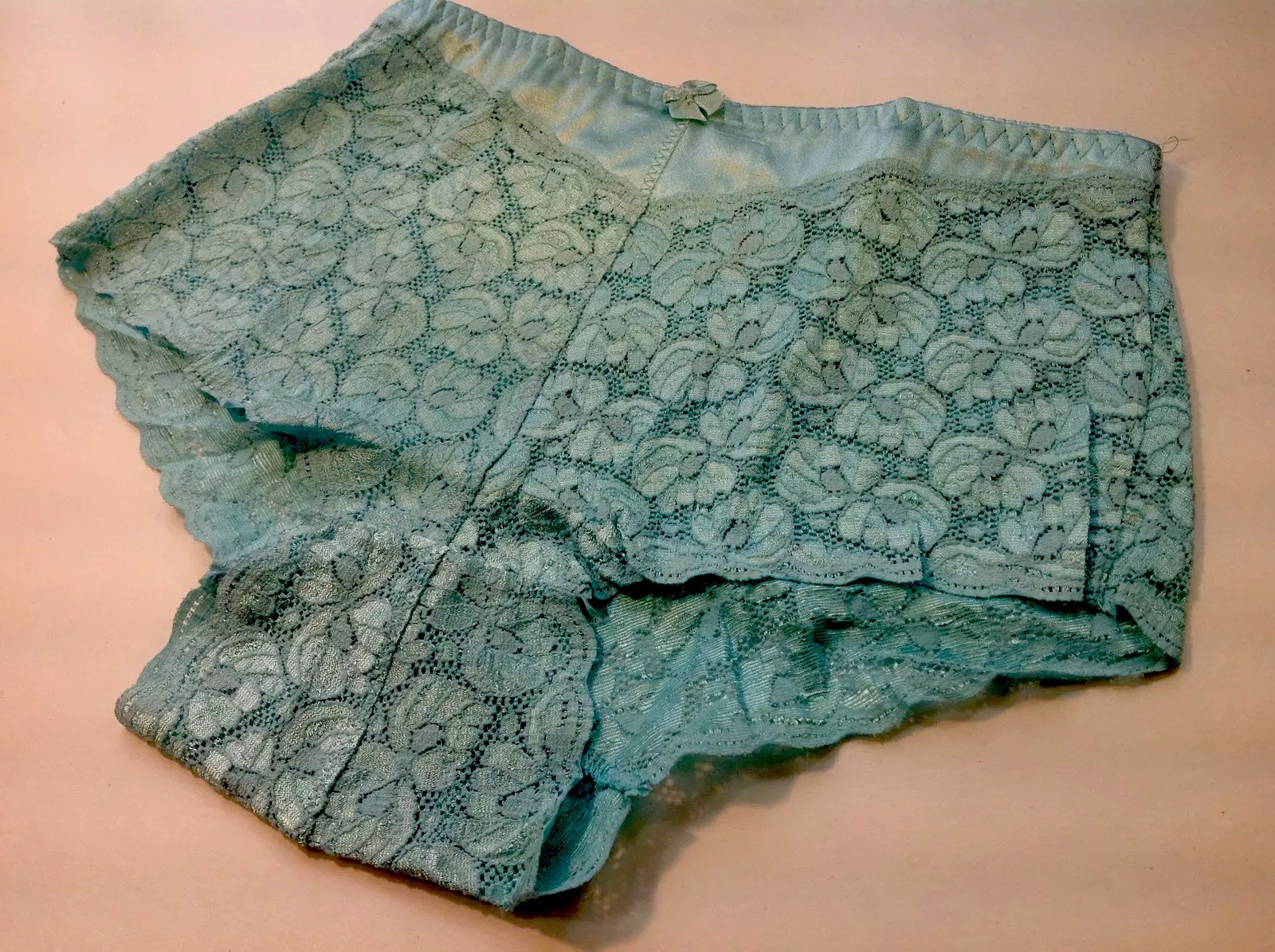 Women Panties,Bikinis Briefs”Eva Cervantes”size Medium Sea Blue Fishnet Floral