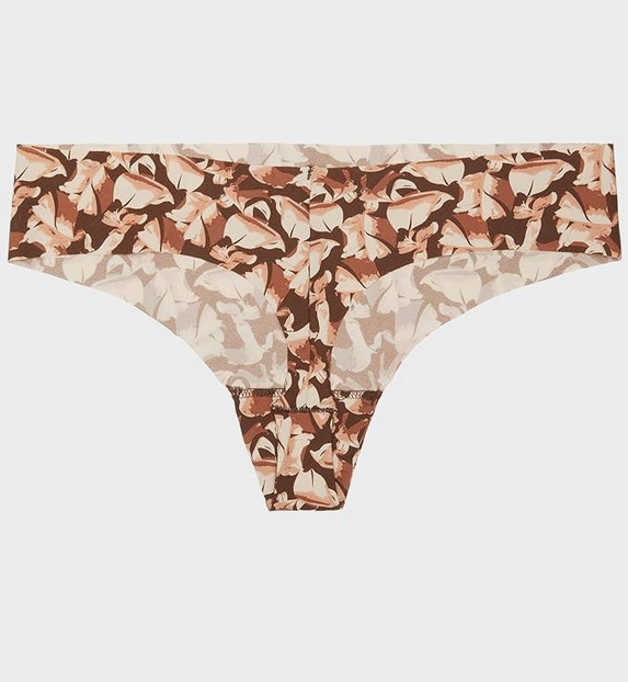 CALVIN KLEIN Invisibles Thong Panties Umber Print Large $15 NWT