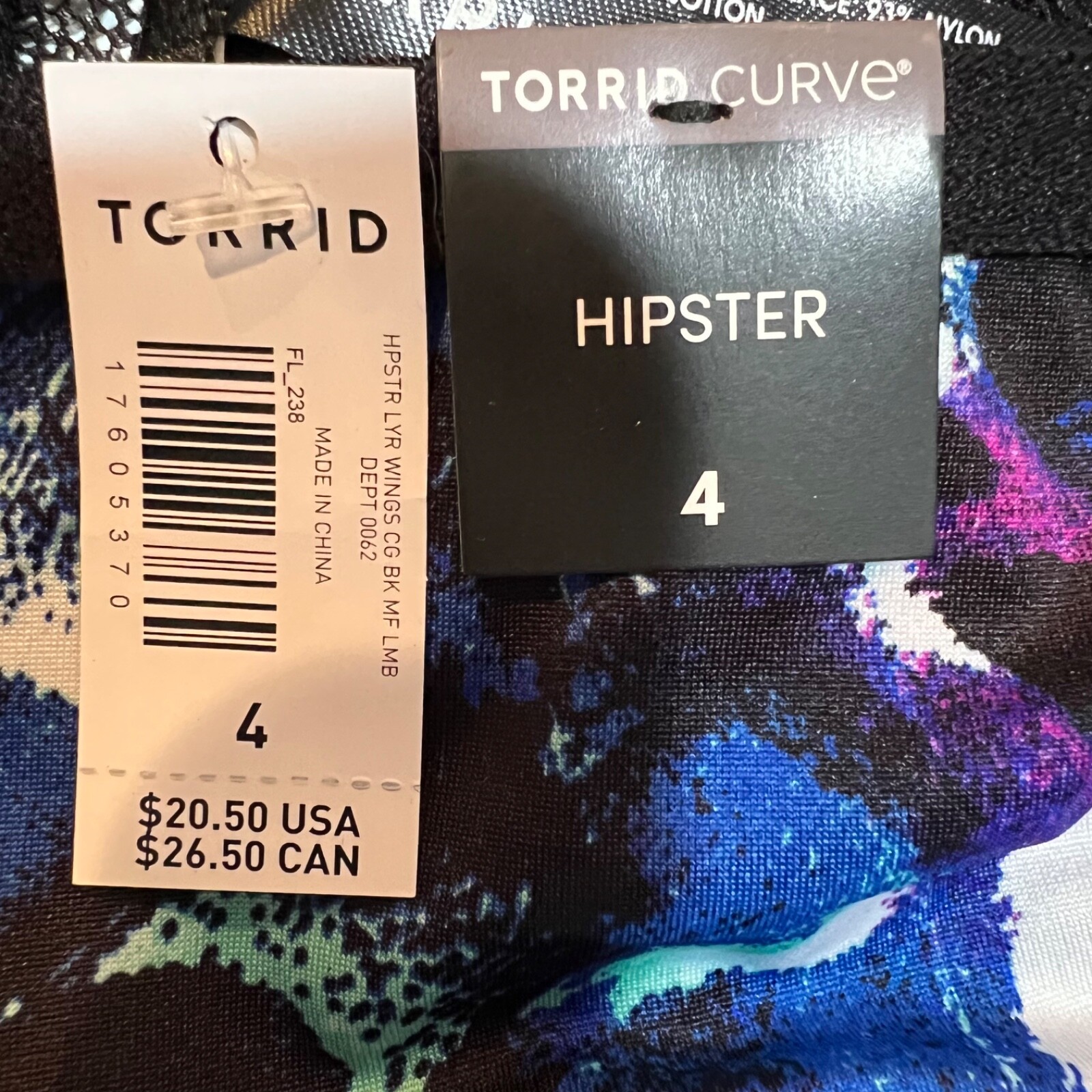 NWT TORRID Hipster Pantie Sz 0X-1X-2X-3X-4X Black Lace Back Silky Purple Blue