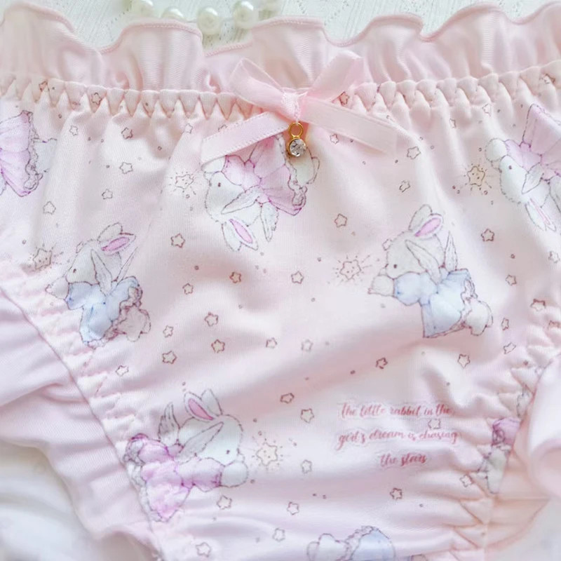 Low Rise Cartoon Panties Women’s Ruffle Lace Soft Stretch Breathable Briefs