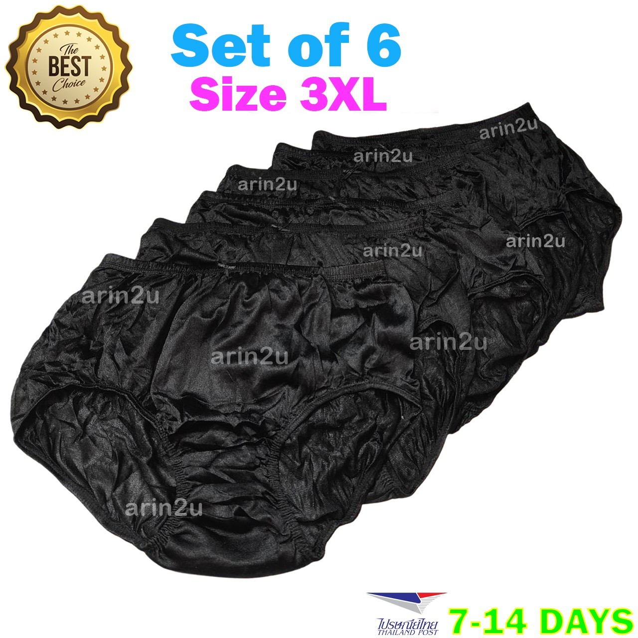 6x Women’s High Waisted Underwear Classic Nylon Panties Briefs 3XL Black Color L