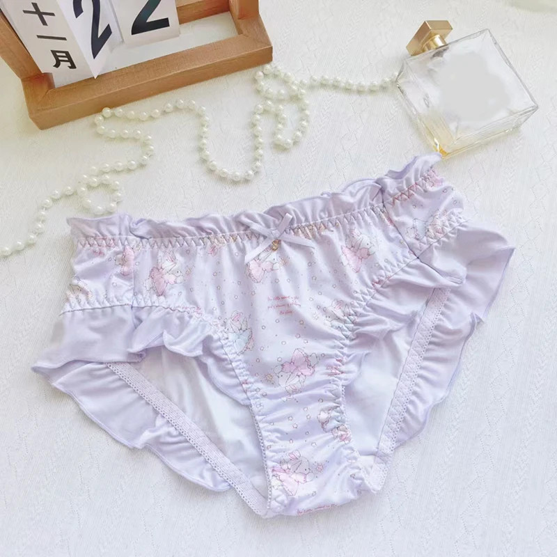 Low Rise Cartoon Panties Women’s Ruffle Lace Soft Stretch Breathable Briefs