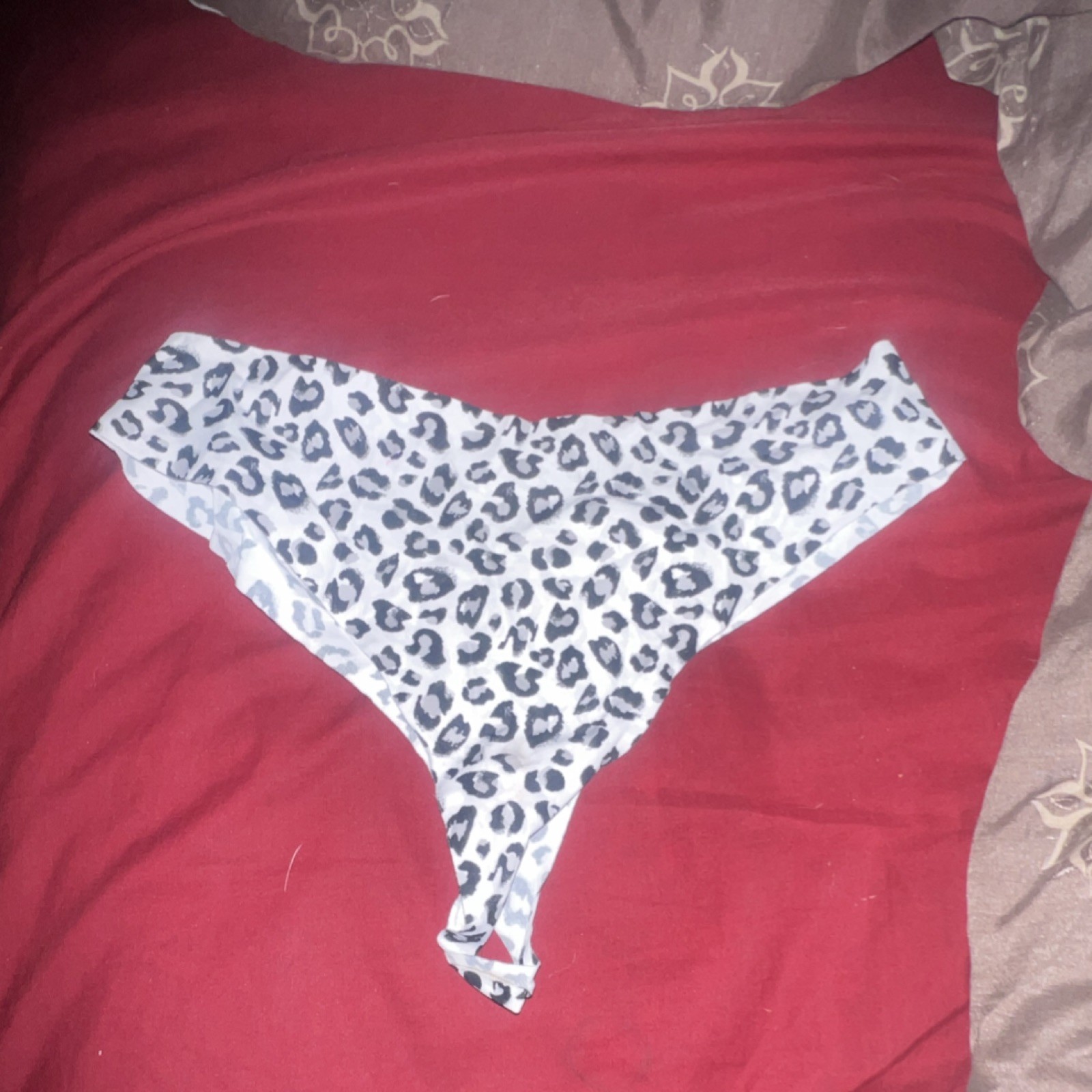 Leopard Print Thong Panties White Black Animal Pattern Women’s Regular