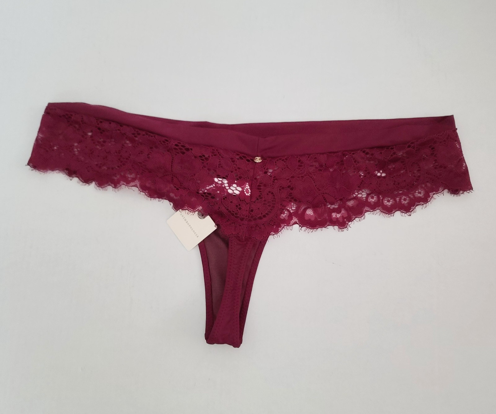 Anthropologie Livenza Lace Thong Panty Maroon Extra Large Low Rise Sexy NWT