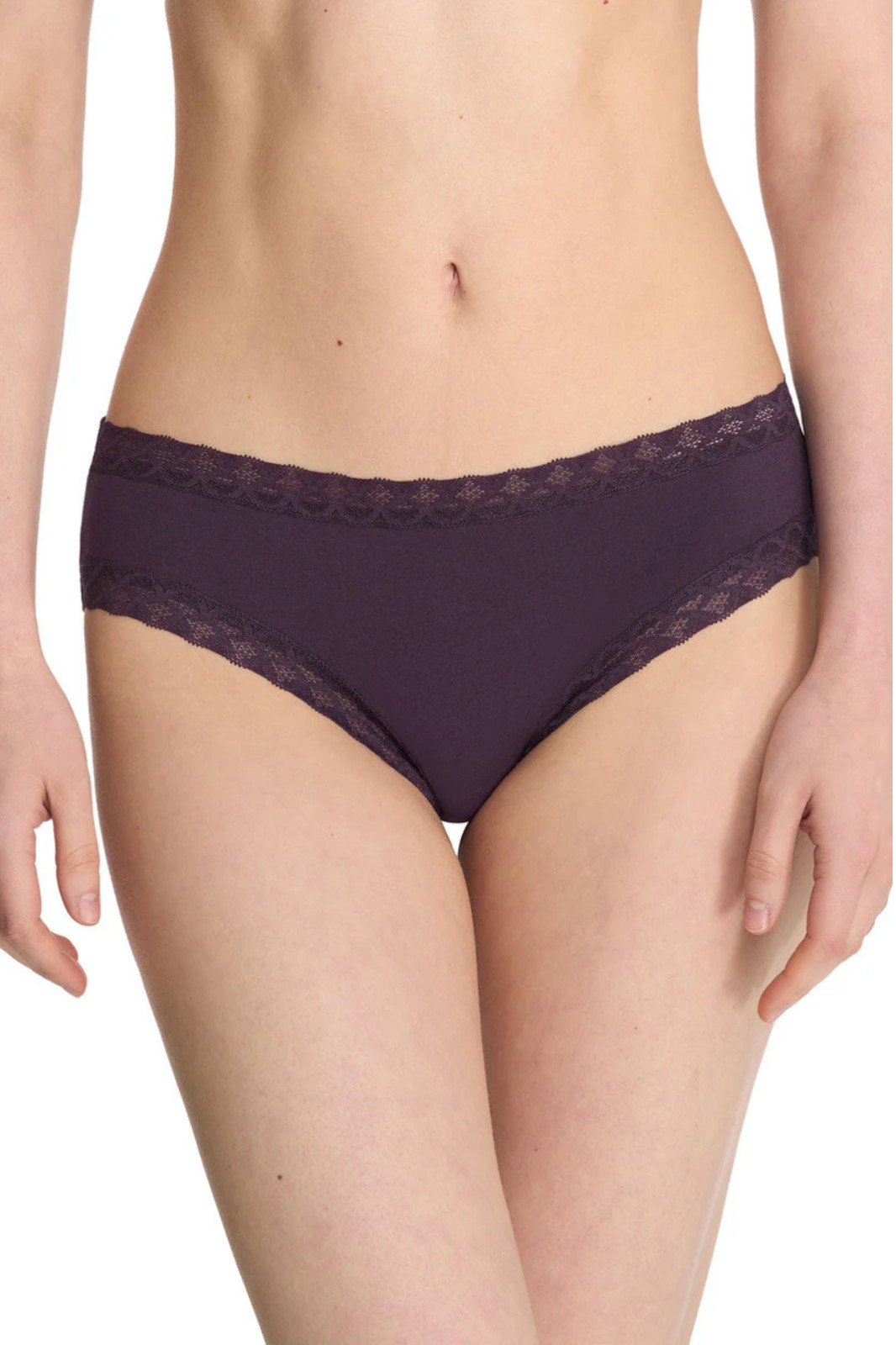 Natori Bliss Lace-Trim Cotton French-Cut Brief Underwear Verbena Size XL NWT