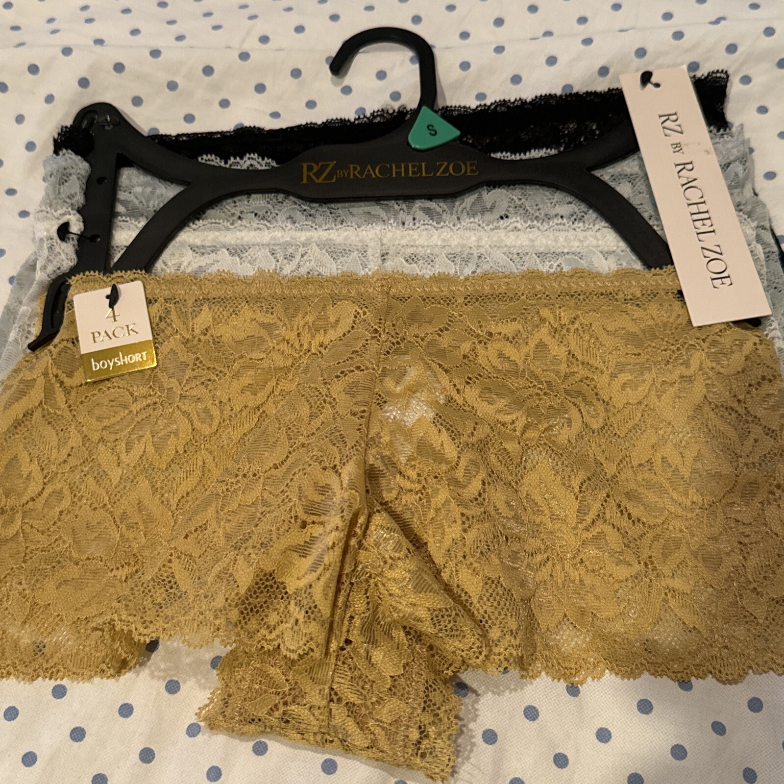 RZ By Rachel Zoe 4 Pack Boyshort Lace Panties Underwear Size Small Nylon Spandex