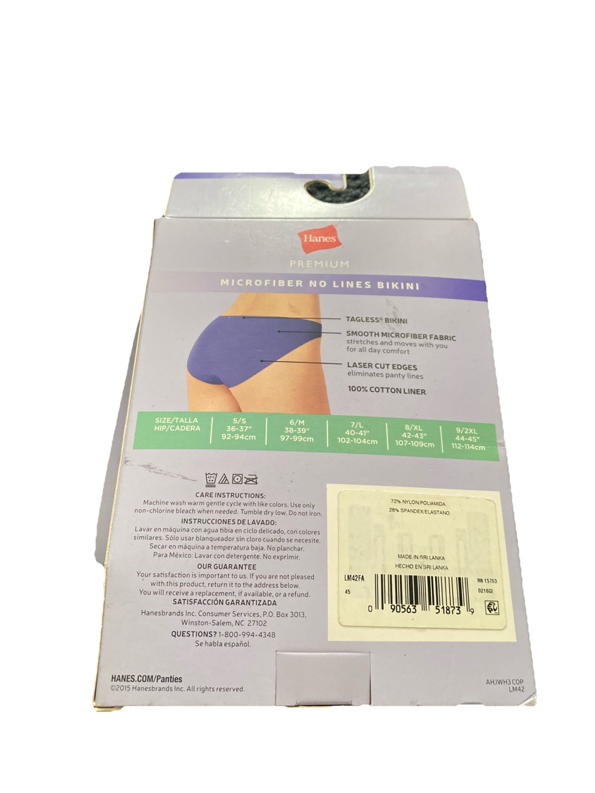 Hanes Premium 3 Bikini Microfiber No Lines, Size 2XL/ 9, New