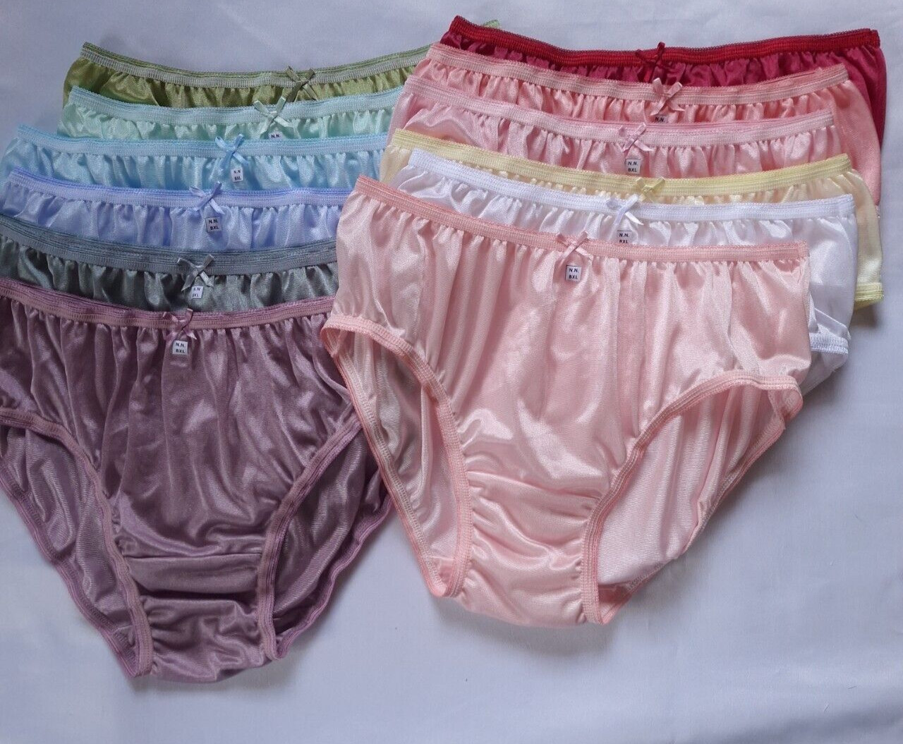12pc XL Bikini Smooth Underwear Premium Nylon Woman Light Soft Silky Hip 38″-42″
